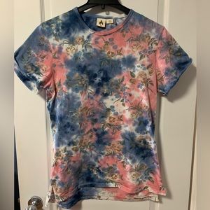 Feathers Brand Tie dyed Floral Print Long T-shirt